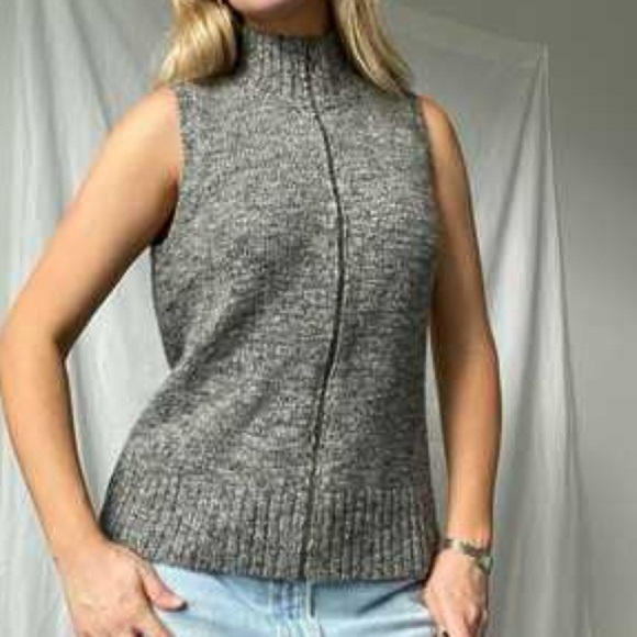 J.Jill Grey Marled Wool Alpaca Blend Zip Up Vest Size S - Picture 4 of 7